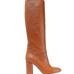 Iris & Ink Tan Leather Knee-High Boots, Size 38